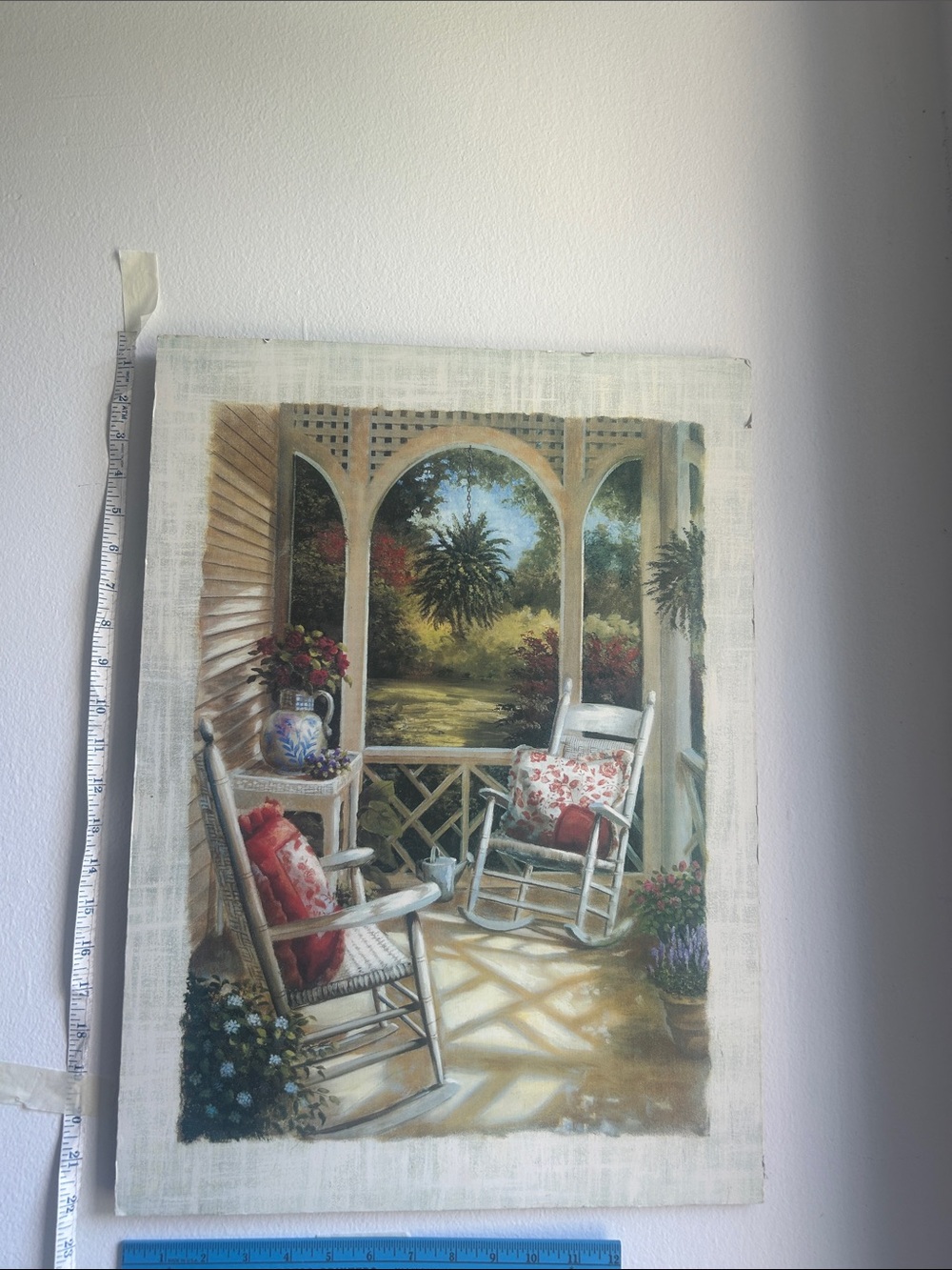 Scenic Porch Canvas Wall Art in Cream and Neutral Tones